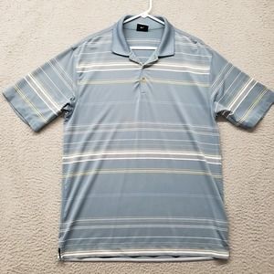 Nike Shirt Mens Medium‎ Blue Striped Golf Fit Dry Outdoors Swoosh Logo Casual